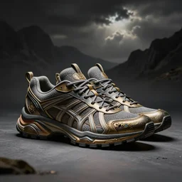 product photo of ancient - themed athletic shoes designed by h. r. giger