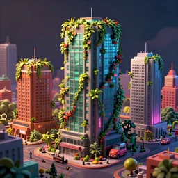 3D render of a city covered in vines and debris after the world has ended, dramatic lighting, vibrant colors, Trending on Artstation HQ, 4K, UHD, High quality, Unreal Engine