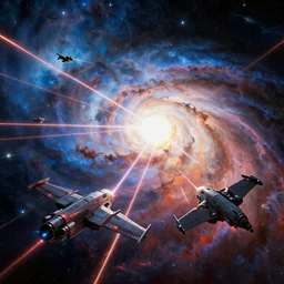 epic space battle, star citizen render, nebula, laser beams, incredible detail
