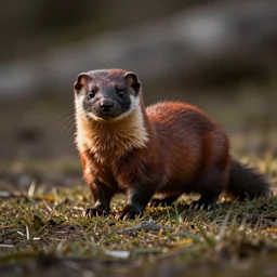 a furry weasel / stoat oc, red & black