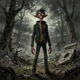 end of the world, grunge, horror, loony toons style, illustrated by zdzisław Beksiński and greg rutkowski.