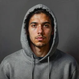 a highly detailed painting of a lightskin man wearing a hoodie