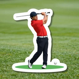 die cut sticker of golf player
