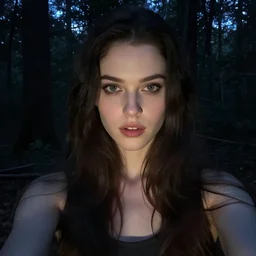 Terrifying selfie in the woods late at night, movie The Blair Witch Project