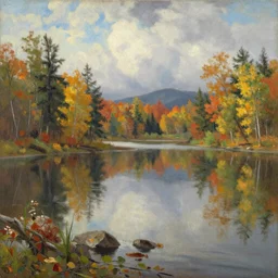 Lake Superior in Autumn, landscape, beautiful artwork by ivan shishkin