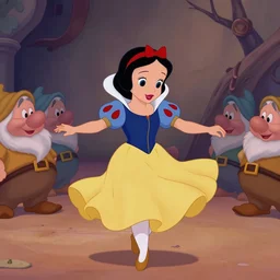 Plorbo dancing from the Disney animated motion picture released in 1937 Snow White and the Seven Dwarfs, directed by Marc Davis and Clyde Geronimi