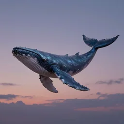 feathery whale flying in the sky, twilight lighting, d & d, fantasy, highly detailed, digital painting, trending on artstation, concept art, sharp focus, illustration, art by artgerm and greg rutkowski and magali villeneuve