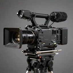 a fully rigged cinema camera