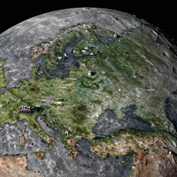 Russian city on the Moon seen from space painted by andreas rocha