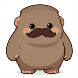 cute small happy kawaii chibi boulder troll with a mustache, studio ghibli, 1 9 9 0, 4 k, digital art, concept art, white background