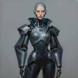 cyborg fashion model, hyperrealism matte oil painting, cyberpunk, artstation
