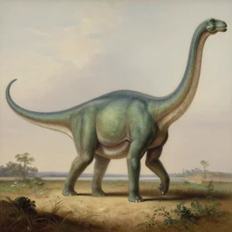 a detailed painting of a diplodocus by charles knight