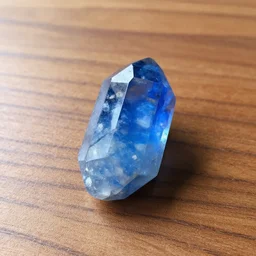 blue crystal placed on beautiful wood
