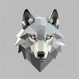 head of a wolf, metallic, low poly, vector art