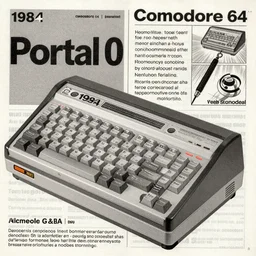1984 vintage game ad pages featuring Portal 0 for Commodore 64