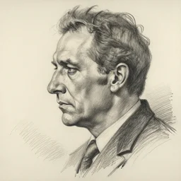 a realistic yet scraggly portrait sketch of the side profile of a stern and sophisticated larry fine, trending on artstation, intricate details, in the style of frank auerbach, in the style of sergio aragones, in the style of martin ansin, in the style of david aja, in the style of mattias adolfsson