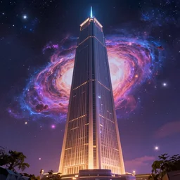 the one and only majestic upright rectangular tower, highly detailed cosmic background, a dash of magic, vibrant color palette, trending on artstation, digital art