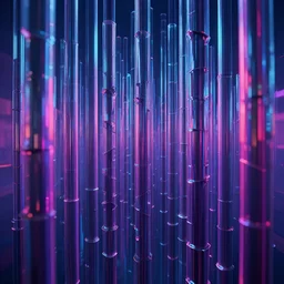 a landscape of vertical hexagonal cylinders stretching to infinity, vaporwave, neon, raytraced, shiny, detailed, 4k