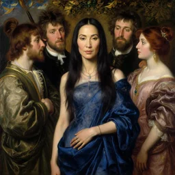 a beautiful painting of michelle yeoh by john everett millais and dante gabriel rossetti and john collier and john william waterhouse, preraphaelite, detailed, trending on artstation, hd, masterpiece