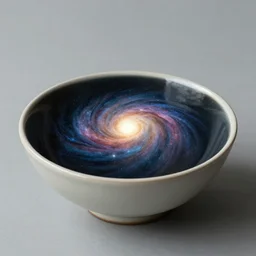 composite of a bowl that has the universe inside of it, surrealism art
