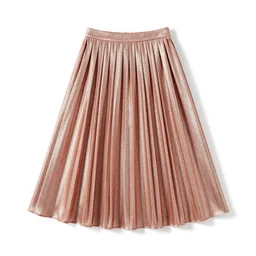 rose gold pleated skirt, 8k product photo, isolated on a pure white background, centered, entire object in frame, sharp focus, soft studio lighting