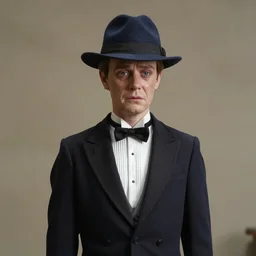 a weeping angel statue from doctor who (2005) dressed in a tuxedo and wearing a fedora, hd, 8k, highly detailed