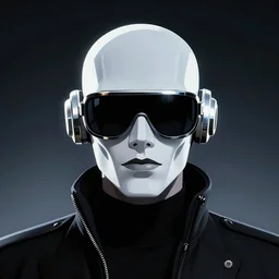 flat portrait art of an beautiful stylish beautiful daft punk cyberman wearing oversized euro sunglasses atmosphere, glow, shaded, full of colour, cinematic lighting, trending on artstation, 4 k, focused, vector, by patrick nagel, simple bold clean lines