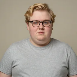 fat obese redditor with blond hair and glasses