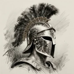 roman legion helmet with plume detailed sketch