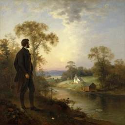 a serene landscape painting by thomas cole and frederic edwin church