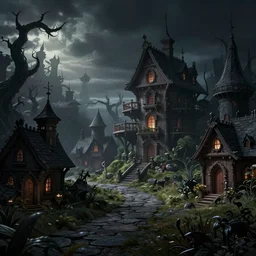town created by Tim burton  dark tones