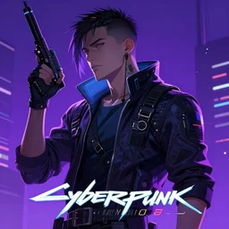 cyberpunk 2 0 7 7 cop, purple and blue hour, art by craig mullins