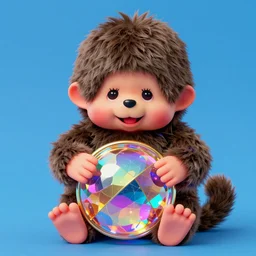 monchhichi art style by alberto seveso, very very vibrant, holographic undertones, highly saturated colors, iridescent beautiful magical treasure, sharp focus, raytracing, intricate linework, bright precious crystals, 4 k detailed hyperrealistic concept art by artem chebokha, makoto shinkai
