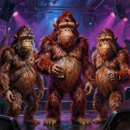 concept art painting of a group of sasquatch at anightclub rave, by james gurney and greg rutkowski