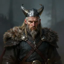 viking looking tired, portrait, dramatic light, fierce, digital painting