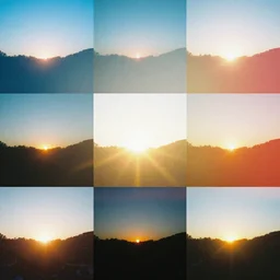 collage, double exposure,  gradient, chromatic aberration, sunllight