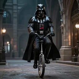 darth vader riding a unicycle, hyper realistic, cinematic lighting, 4k