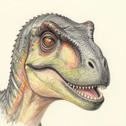 happy and loverly face of dilophosaurus, face only, smile, pencil drawing, pastel, by marc simonetti