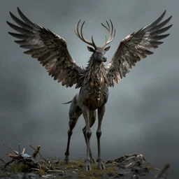 standing thestral with wings outstretched artstation