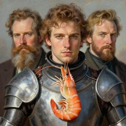 shrimp as a realistic fantasy knight, closeup portrait art by norman rockwell and donato giancola and greg rutkowski,