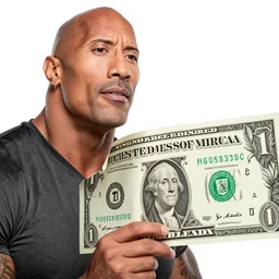 Dwayne Johnson on the 1 dollar bill, money