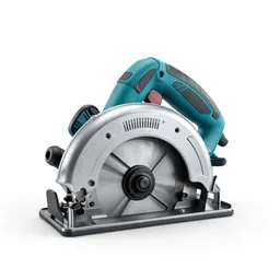 turquoise circular saw, clean 3d render, octane render, isolated on a pure white background, centered, entire object in frame, sharp focus, soft studio lighting