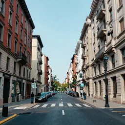 a metropolitan street on a clear day, in op art style