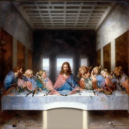 a renaissance oil painting of the last supper, but jesus and the disciples are all women