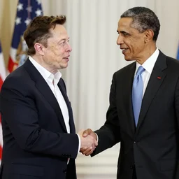 elon musk hand shaking barak obama