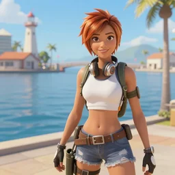a film still of overwatch's tracer in baywatch ( 1 9 8 9 )
