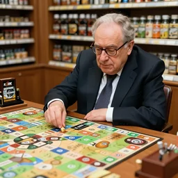 henry kissinger playing the board game risk in a comic book shop, 3 5 mm, f / 2. 8, flash photography