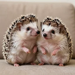 two cute adorable hedgehogs, sitting together on a couch, romantic, shy hedgehog, blushing, waving, smiling, cute, hedgehog, by cyril rolando