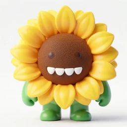 a photo of sunflower monster with human teeth, 8 5 mm