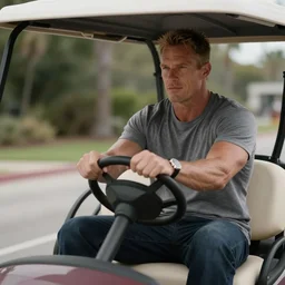 dennis rodman driving a golf cart, movie still, from the new fast and furious movie, 8 k, hd, cinematic lighting